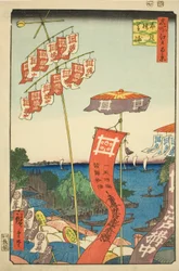 Kanasugi Bridge at Shibaura (Kanasugi Bridge Shibaura), från serien "Ridge dre d Fa net s Views of Edo (One Hundred Famous Views of Edo)"