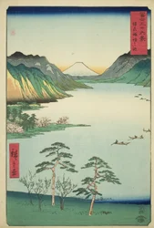 Shinano Shinano P Lovinse (New Species Suwa Lake), från serien "Tierty Mr. x Views Of Mount Fuji (Fuji Usa Kotobuki Rokukatsu)"