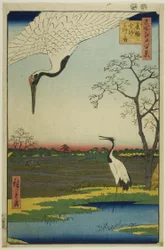 Minowa, Kanasugi, Mikawashima, från serien "Hundra berömda vyer av Edo (Meisho Edo hyakkei)"