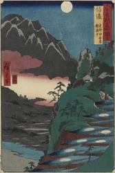 Månens reflektioner på risfält vid foten av berget Kyo_dai, Shinano-provinsen, juli 1853