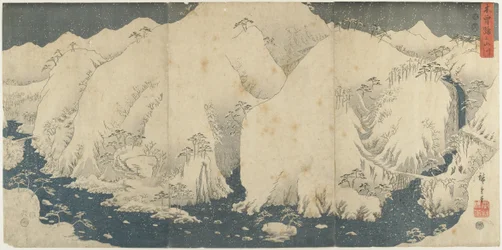 Berg och flod vid Kiso Pass, augusti 1857