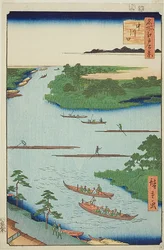 Nakawaga-flodens mynning (Nakagawaguchi), nr 70 från serien "Hundra berömda vyer av Edo (Meisho Edo hyakkei)"