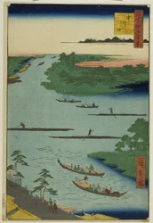 Nakawaga-flodens mynning (Nakagawaguchi), från serien "Hundra berömda vyer av Edo (Meisho Edo hyakkei)"