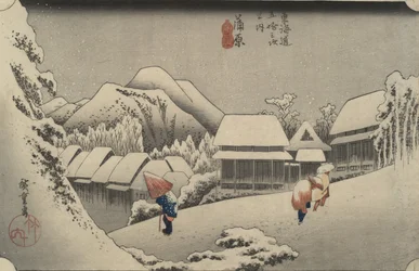 Nattsnö i Kanbara, ur serien Tōkaidōs femtiotre stationer