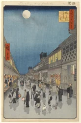 Nattvy över Saruwaka-machi, nr 90 från Hundra berömda vyer av Edo, 1856 (träblockstryck)