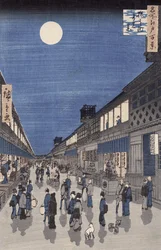 Nattvy över Saruwaka-gatan, ur "Meisho Edo Hyakkei" (Hundra vyer över Edo)