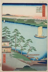 Niijuku Ferry (Niijuku no watashi), nr 93 från serien "Hundra berömda vyer över Edo (Meisho Edo hyakkei)"