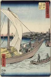 No.43 Ferry Boat vid Shichiri Beach, Kuwana, juli 1855