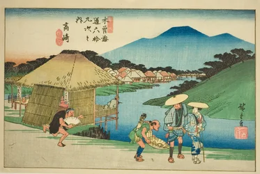 av. 14: Takasaki, från serien "Shi x t y ne s ta on s of te kisokaid (kisokaido rokujukyu tsugi no uchi)"