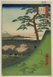 Original Fuji, Meguro (Meguro Moto-Fuji), från serien "Hundra berömda vyer av Edo (Meisho Edo hyakkei)"