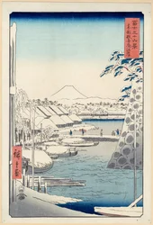 Flodstrand vid Sukiya i Edo (Tōto Sukiya-gashi), från serien Thirty-six Views of Mount Fuji (Fuji)