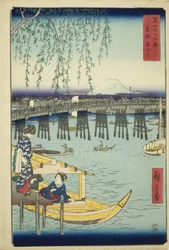 Ryogoku-bron i den östra huvudstaden (Toto Ryogoku), från serien "Trettiosex utsikter över berget Fuji (Fuji sanjurokkei)"