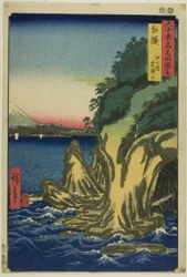Sagami-provinsen: Ingång till grottorna vid Enoshima (Sagami, Enoshima iwaya no kuchi), från serien "Berömda platser i de sextiotalet provinserna (Rokujuyoshu meisho zue)"