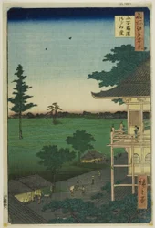 Sazai Hall of the Five Hundred Rakan Temple (Gohyaku Rakan Sazaido), från serien "Hundra berömda vyer av Edo (Meisho Edo hyakkei)"
