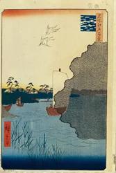 Spridda tallar på Tone River Hundra berömda vyer av Edo, 1856-1858