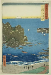 Shimosa Province: The Outer Bay at Choshi Beach (Shimosa, Choshi no hama Toura), från serien "Famous Places in the Sexty-odd Provinces (Rokujuyoshu meisho zue)"