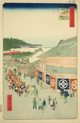 Shitaya Hirokoji, nr 13 från serien "Hundra berömda vyer av Edo (Meisho Edo hyakkei)"