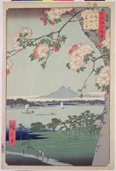 Suigin Grove och Masaki, vid Sumidafloden, från "Hundra berömda vyer av Edo (Tokyo)", 1856
