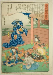 Sukenari (Soga no Juro) dansar före Suketsune, från serien "Illustrated Tale of the Soga Brothers (Soga monogatari zue)"