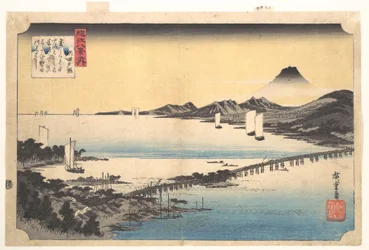 Solnedgångsglöd vid Seta (Seta sekishō), ur serien Åtta vyer över Ōmi-provinsen (Ōmi hakkei)