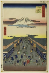 Surugacho, från serien "Hundra berömda vyer av Edo (Meisho Edo hyakkei)"