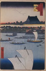 Teppozu och Tsukiji Monzeki-templet Hundra berömda utsikter över Edo, 1856-1858