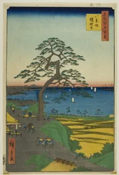 Den pansarhängande tallen vid Hakkeizaka (Hakkeizaka Yoroikakematsu), från serien "Hundra berömda vyer över Edo (Meisho Edo hyakkei)"