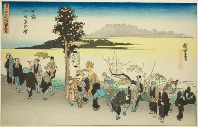 Ebisu-festivalen den tionde dagen i första månaden på Imamiya (Imamiya Toka Ebisu), från serien "Famous Views of Osaka (Naniwa meisho zue)"