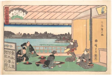 Restaurangen Kawachirō, Shitaya Hirokōji (Shitaya Hirokōji, Kawachirō), ur serien En samling berömda restauranger i Edo (Edo Kōmei Kaitei Zukushi)