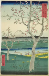 The Outskirts of Koshigaya in Musashi Province (Musashi Koshigaya zai), från serien "Thirty-six Views of Mount Fuji (Fuji sanjurokkei)"