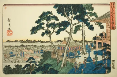 Utsikt från toppen av Matsuchi Hill (Matsuchiyama ue miharashi no zu), från serien "Famous Places in the Eastern Capital (Toto meisho)"