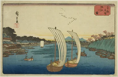 Utsikt över floden Sumida (Sumidagawa no zu), från serien "Kända platser i den östra huvudstaden (Toto meisho)"