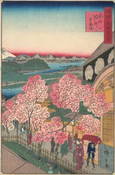Ingång till Gankiro Tea House i Miyozaki-distriktet, Yokohama, Bushu, 3:e månaden, 1859.