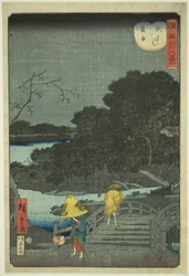 Night Rain at Makura Bridge (Makurabashi yau), från serien "Eight Views of the Sumida River (Sumidagawa hakkei)"