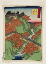 Ts?ten-bron vid T?fuku-ji-templet, Kyoto (Ky?to T?fuku-ji Ts?tenky?) (träblock i färg)