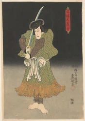 Skådespelare barfota och med svärd