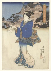 The Tenman Shrine på Kameido i den östra huvudstaden Toto Kameido Tenmangu (titel på objekt)
