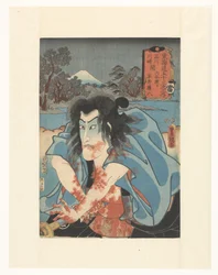Shirai Gonpachi begår självmord Hirai Gonpachi, Rokugô-färjan mellan Shinagawa och Kawasaki (titel på objektet) 53 stationer av Tokaido (serietitel på objekt)