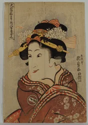 Skådespelaren Iwai Hanshiro V som Yaoya Oshici från serien "Famous Hit Performances", ca 1815