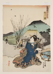 Vy över Mariko (Mariko no zu) (träblock i färg)
