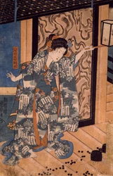 Nareginu, Zen Master of Mikawas Dow gh hand r, av Kuniyoshi Utagawa