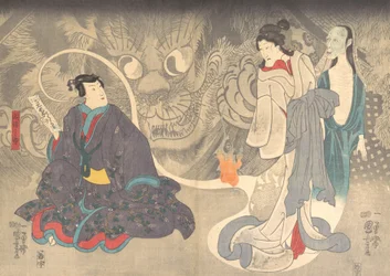 Scen ur en spökhistoria: Okazaki Cat Demon, ca. 1850.