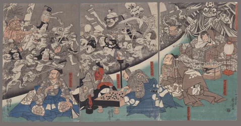 Jordspindeln frambringar monster i lord Minamoto Yorimitsus herrgård