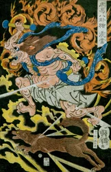 Åskguden (Shinrai). Serie: Bilder av de åtta trigrammen i kinesisk spådomskonst (Shūeki hakke-e), ca 1839-41