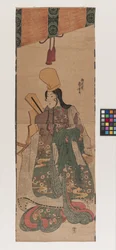 Utan titel; angiven titel: Shirabyōshi Beneath Sudare (Sudare shita no shirabyōshi), omkring 1840 (träsnitt i färg)
