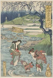 Yamato, Nara: Sarasu, ca 1833 (träsnitt, bläck och färg på papper)