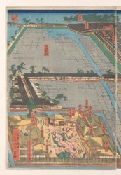 Översikt över Honcho-distriktet och Miyozaki-kvarteret i Yokohama