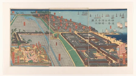 Översikt över Honcho-distriktet och Miyozaki-kvarteret i Yokohama