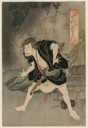 Nakamura Utaemon IV som Ono Sadakuro i akt 5 av Kanadehon Chushingura, Naka Theatre