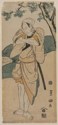 Skådespelaren Ichikawa Danjuro som en samuraj